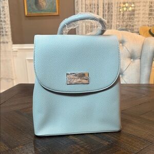 London Skye Gray Faux Leather Mini Backpack Top Handle NWT